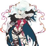  bad_id bad_pixiv_id bandaged_arm bandages belt black_choker breasts choker cleavage cosplay darakkuma derivative_work genderswap genderswap_(mtf) large_breasts long_hair looking_back mikleo_(tales) ponytail purple_eyes smile solo tales_of_(series) tales_of_berseria tales_of_zestiria torn_clothes velvet_crowe velvet_crowe_(cosplay) white_hair 