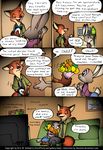  2016 absurd_res anthro bandage bed canine cervine clothed clothing colored comic cuddling deer dialogue diavololo digital_media_(artwork) disney doctor duo_focus english_text eric_schwartz female fox group head_on_lap hi_res hospital hug judy_hopps lagomorph lying male mammal nick_wilde on_back on_bed on_lap patient rabbit scratching silhouette simple_background sleeping speech_bubble text wounded zootopia 