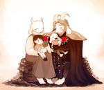  ambiguous_gender anthro armor asgore_dreemurr asriel_dreemurr barefoot blush boss_monster cape caprine carrying chara_(undertale) child clothed clothing eyes_closed family father female flower footwear fur goat group hair hair_tuft happy holding_(disambiguation) horn human humanoid long_ears male mammal mother on_lap open_mouth pants parent plant restricted_palette robes simple_background smile stripes sweater toriel undertale video_games young 