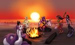  4_toes 5_fingers 9_tails alena_(kaelleon) anthro arm_on_shoulder beach bent_arm bent_leg biped black_claws black_hair black_markings bonfire boxers_(clothing) bra breasts brown_hair canine cat cetacean choker claws clear_sky clothed clothing composing_music curved_horn darktoast digital_media_(artwork) digital_painting_(artwork) digitigrade dipstick_tail dolphin dragon drum drummer evening eyes_closed feline female fire fish fox fur green_scales grey_fur grey_scales group guitar hair hand_on_back happiness horn hot_pants hug huge_tail in_arms jinxy_falina kinky_wolfess leopard long_hair male mammal marine markings membranous_wings multi_tail multicolored_fur multicolored_scales multicolored_tail musical_instrument open_mouth orange_fur partially_clothed pointy_ears procene purple_fur purple_hair purple_horn purple_scales raised_arm ridged_horn romantic_couple running scales sea seaside shaded shark shirt short_hair silver_(oxsilverxo) simple_background sitting smile snout snow_leopard soft_shading star_marking sunset tank_top theowlette toes two_tone_fur underwear walking water wave western_dragon white_fur white_scales wings wolf 