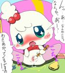  &lt;3 blush child clothing cute green_eyes legwear looking_at_viewer masturbation paint paintbrush pussy stockings tamagotchi text translation_request unknown_artist young 