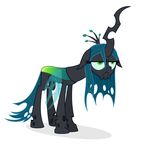 2016 changeling crown female feral friendship_is_magic green_eyes green_hair hair horn insect_wings membranous_wings my_little_pony queen_chrysalis_(mlp) simple_background slit_pupils solo white_background wings zutheskunk 