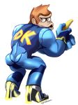  banana brown_hair butt clothing donkey_kong_(character) donkey_kong_(series) english_text food footwear fruit hair high_heels metroid nintendo spandex super_smash_bros surprise text video_games xyrafhoan zero_suit 