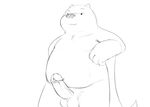  anthro balls bear bedroom_eyes black_and_white cartoon_network erection glans half-closed_eyes humanoid_penis leaning_on_elbow line_art looking_at_viewer male mammal monochrome overweight overweight_male penis pinup pose retracted_foreskin seductive seyrmo sketch solo standing uncut vein veiny_penis we_bare_bears 