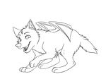  canine feral fur hybrid male mammal monochrome solo standing terryburrs wings 