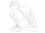 canine feathered_wings feathers feral fur hybrid male mammal monochrome sitting solo terryburrs wings 