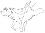  canine feral fur hybrid male mammal monochrome solo standing terryburrs wings 