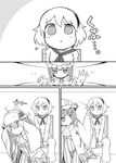  :t alice_margatroid chair comic crescent crescent_hair_ornament dress glasses greyscale hair_ornament hairband hat highres jitome long_hair mob_cap monochrome multiple_girls patchouli_knowledge short_hair sitting striped striped_dress sweatdrop touhou yassy 