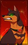  canine collar doberman dog fangs feral glowing glowing_eyes looking_at_viewer male mammal solo teeth terryburrs 