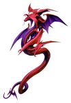  dragon dragon_wings extra_eyes forked_tongue highres kazuma_kaneko multiple_wings official_art purple_eyes red_skin samael_(megami_tensei) shin_megami_tensei snake solo tongue wings 