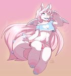  anthro bulge clothed clothing crossdressing dragon equine girly hair horn hybrid kittydee long_hair looking_at_viewer male mammal navel one_eye_closed open_mouth smile solo thick_thighs unicorn wide_hips 