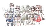  :o akagi_(kantai_collection) akagi_(kantai_collection)_(cosplay) black_legwear blush bow_(weapon) brown_eyes brown_hair cannon cosplay costume_switch gloves hakama_skirt hyuuga_(kantai_collection) hyuuga_(kantai_collection)_(cosplay) ise_(kantai_collection) ise_(kantai_collection)_(cosplay) japanese_clothes kaga_(kantai_collection) kaga_(kantai_collection)_(cosplay) kantai_collection katana light_smile long_hair machinery multiple_girls muneate nontraditional_miko owju_(ouju) partly_fingerless_gloves ponytail quiver scabbard sheath sheathed short_hair short_ponytail side_ponytail signature single_glove smile sword tasuki thigh_strap thighhighs turret undershirt weapon white_background white_legwear yugake 