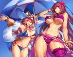  :d animal_ears armpits beach_umbrella bikini blue_bikini bow bracelet breasts cleavage commentary_request cowboy_shot ears_through_headwear fate/grand_order fate_(series) flower fox_ears fox_girl fox_tail groin hair_flower hair_ornament hat hat_bow hibiscus innertube jewelry large_breasts long_hair looking_at_viewer melon22 multiple_girls navel necklace open_mouth pink_hair purple_bikini purple_hair red_eyes sarong scathach_(fate)_(all) scathach_(swimsuit_assassin)_(fate) side-tie_bikini sideboob smile striped striped_bow swimsuit tail tamamo_(fate)_(all) tamamo_no_mae_(fate) tamamo_no_mae_(swimsuit_lancer)_(fate) umbrella underboob very_long_hair white_hat yellow_eyes 