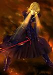  absurdres artoria_pendragon_(all) ashzone_harumichi blonde_hair dark_excalibur eye_beam fate/stay_night fate_(series) glowing glowing_eyes highres saber_alter solo sword weapon yellow_eyes 