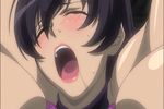  1girl animated animated_gif areolae big_breasts black_hair blush breasts eyes_closed green_eyes hetero large_breasts long_hair morino_yuuko nipples open_mouth tentacle tentacle_and_witches 