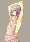  1boy armpits green_eyes high_speed! male_focus memeo_(candy_house) purple_hair serizawa_nao short_hair simple_background 