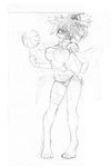  anthro areola basketball big_breasts breasts chipmunk clothed clothing female huge_breasts mammal monochrome nipples panties rodent sketch skimpy solo standing thedandelion underwear wide_hips 