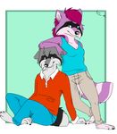  clothed clothing duo female fur hair looking_at_viewer male mammal raccoon smile terryburrs 