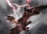 anthony_francisco feral flying glowing lightning low-angle_view magic_the_gathering membranous_wings monster official_art undead wings zombie 