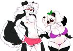  2016 bear big_breasts black_fur blush breasts canine chalo clothed clothing cocoa_(las_lindas) duo facial_markings female fur hair huge_breasts las_lindas male mammal markings multicolored_fur nipples panda randal_hawthorne slightly_chubby swimsuit thick_thighs white_fur white_hair wide_hips 