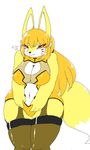  blonde_hair breasts canine clothed clothing female flat_belly fox fur fuyusen hair mammal simple_background slightly_chubby solo standing thick_thighs white_belly white_fur wide_hips yellow_fur yosioka_san 