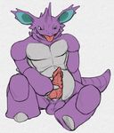  balls barbed_penis claws erection feral hi_res horn looking_at_viewer male mammal masturbation nidoking nintendo open_mouth penile_masturbation penis pok&eacute;mon python13rp simple_background solo tongue tongue_out traditional_media_(artwork) video_games white_background yaroul 