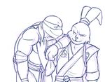  lagomorph leonardo_(tmnt) mammal miyamoto_usagi rabbit reptile romantic_couple scalie teenage_mutant_ninja_turtles turtle turtle-sketches usagi_yojimbo 