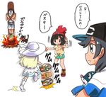  animal_abuse arm_up bangs basketball bird black_hair blonde_hair braid burning burning_at_the_stake comic dress dribbling emphasis_lines female_protagonist_(pokemon_sm) hat kinkuri_(axsc8mjrt) kukui_(pokemon) lillie_(pokemon) litten long_hair male_protagonist_(pokemon_sm) motion_blur motion_lines owl pokemon pokemon_(creature) pokemon_(game) pokemon_sm popplio rowlet short_hair short_sleeves simple_background sun_hat sweat twin_braids white_background white_dress yellow_shirt 