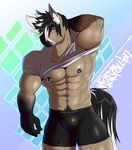  2016 abs anthro big_muscles blue_eyes brown_fur bulge clothed clothing equine facial_piercing fur hair horse looking_at_viewer male mammal multicolored_hair muscular mzstallion nipples open_mouth piercing simple_background solo spandex teeth tight_clothing two_tone_hair underwear 