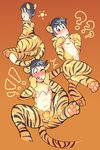  ! 2016 ? animal_humanoid balls black_hair blush digital_media_(artwork) feline fur hair humanoid karamatsu lizardbat_(artist) male mammal multiple_poses nipples nude open_mouth orange_fur osomatsu-san pawpads paws penis pose simple_background smile solo stripes tiger tiger_humanoid 