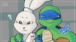  &lt;3 ? blue_eyes brown_eyes camera camera_view lagomorph leonardo_(tmnt) mammal miyamoto_usagi rabbit reptile romantic_couple scalie selfie snicky-snack teenage_mutant_ninja_turtles tmnt_2012 turtle usagi_yojimbo 