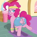  2016 anatomically_correct anatomically_correct_pussy animal_genitalia animal_pussy anus blush butt clothed clothing dock earth_pony equine equine_pussy eyelashes female feral friendship_is_magic hair hi_res hooves horse inside looking_at_viewer mammal matitas my_little_pony open_mouth pink_hair pinkie_pie_(mlp) pony pussy solo sweat torn_clothing underhoof 