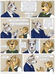  2016 anthro blue_eyes blush bow_tie brown_fur brown_nose bull_terrier canine clothed clothing comic dog eyes_closed eyewear fully_clothed fur glasses grey_eyes grey_fur hi_res jackaloo male mammal middle_finger necktie open_mouth pants shocked simple_background speech_bubble suit sweater_vest tan_fur texting tongue walking wide_eyed 