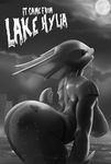  anthro big_breasts big_butt breasts butt conditional_dnp english_text eyelashes female greyscale huge_butt lips monochrome night nintendo river_zora solo tattoo text the_legend_of_zelda video_games wet xopachi 