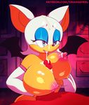  2016 animated anthro bat big_breasts breasts clothing cum cum_on_breasts cum_on_face duo elbow_gloves female gloves male male/female mammal nipples orange-peel penis rouge_the_bat sex sonic_(series) titfuck wings 