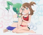  2girls blue_eyes blush cleavage haruka_(pokemon) haruka_(pokemon)_(remake) kurumierika lucia_(pokemon) multiple_girls pokemon pokemon_(game) pokemon_oras ponytail smile swimsuit yuri 