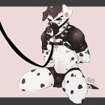  anthro bambii_dog bdsm bulge canine clothing collar dalmatian dog hands_behind_back kneeling leash looking_at_viewer male mammal solo tight_clothing 