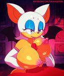  2016 animated anthro bat big_breasts breasts clothing duo elbow_gloves female gloves male male/female mammal nipples orange-peel penis precum rouge_the_bat sex sonic_(series) titfuck wings 