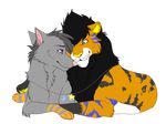  ambiguous_gender canine duo feline feral fur male mammal smile terryburrs tiger 