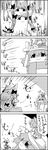  2girls 4koma animal_ears braid cat_ears cat_tail cirno comic commentary daiyousei empty_eyes exercise fairy_wings greyscale highres ice ice_wings kaenbyou_rin letty_whiterock monochrome multiple_girls multiple_tails on_head pelvic_thrust person_on_head scarf short_hair sit-up tail tani_takeshi touhou translated trembling twin_braids two_tails wind_chime wings yukkuri_shiteitte_ne |_| 
