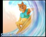  anthro canine clothed clothing female mammal sea smile solo standing surfboard terryburrs water 