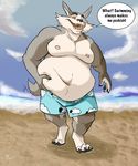  belly canine clothing harry_the_werewolf mammal moobs nipples overweight scary_godmother spiritfoxzilla swimsuit tongue were werewolf wet wolf 