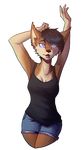  blue_eyes breasts brown_fur canine coyote female fur hair mammal short_hair tuni 