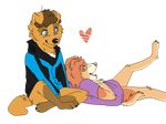  &lt;3 anthro canine clothed clothing duo fur lying male mammal on_back open_mouth sitting smile terryburrs 