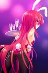  animal_ears ass bunny_ears bunny_tail bunnysuit cup detached_collar drinking_glass from_behind highres long_hair ohlia pantyhose red_eyes red_hair shakugan_no_shana shana solo tail tray wine_glass wrist_cuffs 