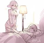  2girls akuma_no_riddle bed blush breasts erect_nipples fingering hashiri_nio ibityuttyu multiple_girls navel panties panty_pull smile yuri yuri_meichi 