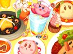  &gt;_&lt; apron artist_name badge bellhenge blueberry button_badge chef_hat closed_eyes coffee cup cupcake drinking_glass flat_cap food fruit hanging_on hat king_dedede kirby kirby_(series) looking_at_viewer maxim_tomato md5_mismatch meta_knight open_mouth pancake resized shrimp smile soup star star_pin strawberry teacup upscaled waddle_dee whipped_cream whispy_woods 
