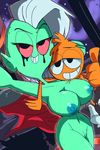  alien bed big_breasts breasts female green_skin lord_dominator male ninjaspartankx5 nipples not_furry pussy red_eyes selfie smile solo space thumbs_up wander wander_over_yonder 