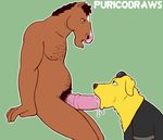  animal_genitalia animal_penis anthro bojack_horseman bojack_horseman_(character) canine dog duo equine equine_penis fellatio horse male male/male mammal mr._peanutbutter oral penis purico sex 