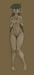  anthro breasts clothed clothing covering covering_self female green_hair hair mammal mouse panties rodent solo standing t-kay topless underwear 